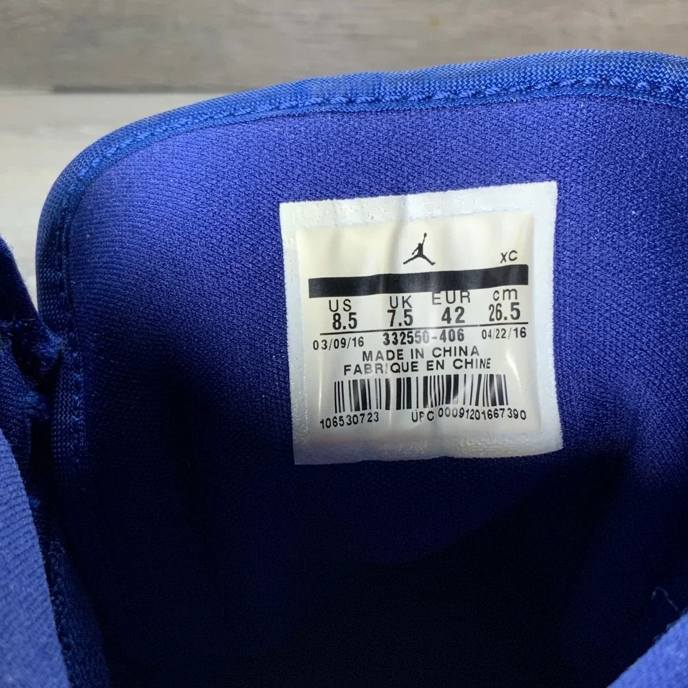 Jordan Shoes 1 Retro High Deep Royal Blue Mens 8.5 White Gold 332550-406 Leather